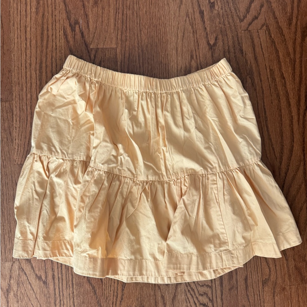 Light Yellow Cotton Mini Skirt